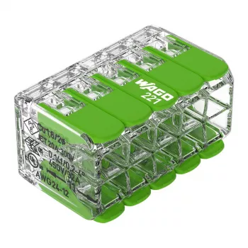 WAGO 221-430 COMPACT 2-ledarkontakt, 0,2–4 mm², 15 st, Green Range