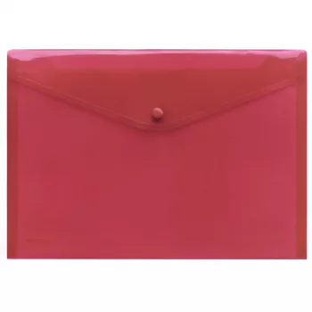 FolderSys A4 röda transparenta PP-dokumentfickor med tryckknapp, 10-pack