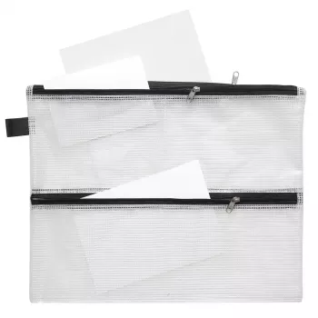 FolderSys A4 dragkedjeficka dokumentpåse transparent
