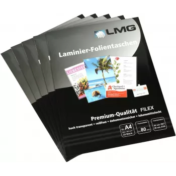 LMG lamineringsfickor A4 glansiga 80 mikron 25 st