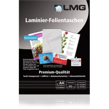 LMG lamineringsfickor A4 80 mikron glansiga 100 st