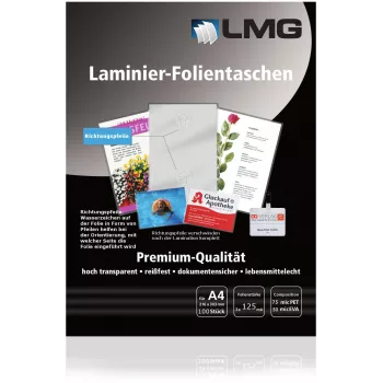 LMG lamineringsfickor A4 glansiga 125 mikron 100 st