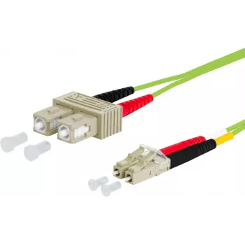 METZ CONNECT OpDAT patchkabel SC-duplex/LC-duplex OM5, 3,0 m, limegrön