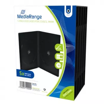MEDIARANGE detaljhandelsförpackning DVD-fodral dubbel - DVD-videobox - kapacitet: 2 CD/DVD - svart (5-pack)