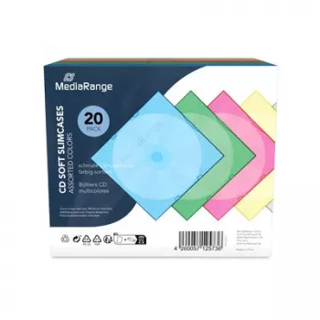 MEDIARANGE detaljhandelsförpackning CD Soft Slim Case Color (5x4) - 20 blandade slimfodral
