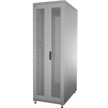 IT-BUDGET 19 inch-nätverksskåp SRK - 42U - 600x600 mm - perforerade dubbla dörrar fram och bak - förmonterat - ljusgrå (99ITB19SRK4266DTGNM)