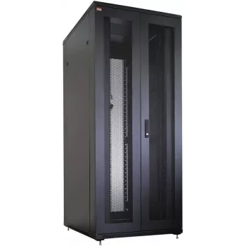 IT-BUDGET 19 inch-nätverksskåp SRK - 42U - 800x800 mm - perforerade dubbla dörrar fram och bak - kabelkanaler - förmonterat - svart (99ITB19SRK4288DTSNM)
