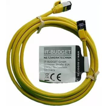 IT-BUDGET Full Copper Premium Patchkabel - Slim AWG 28 - Cat.8.1 - 2000 MHz - halogenfri - PoE+ - 40 Gbit - gul - 2 m