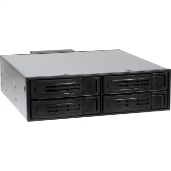 Inter-Tech IPC ST-5244 4-bay 2,5 inch SATA/SAS hot-swap mobilt rack för 5,25 inch-fack, svart