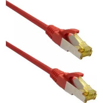 IT-BUDGET Premium Patchkabel Cat.6A med Cat.7 Rawkabel - Super Flex TPE - 600 MHz - halogenfri - PoE+ - 10 Gigabit - röd - 0,25 m