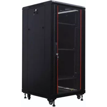 IT-BUDGET 19-tums Nätverksskåp SRK - 27U - 600x600 mm - dörr i härdat glas/massivt stål - förmonterad - svart (99ITB19SRK2766GSNM)