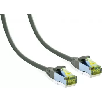 IT-BUDGET Full Copper Premium patchkabel Cat.6A med Cat.7 råka­bel 600 MHz LSZH PoE+ 10Gbit grå 0,25 m