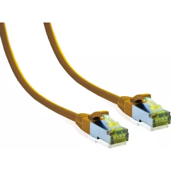 IT-BUDGET Full Copper Premium patchkabel Cat.6A med Cat.7 råka­bel 600 MHz halogenfri PoE+ 10GBit gul 10 m
