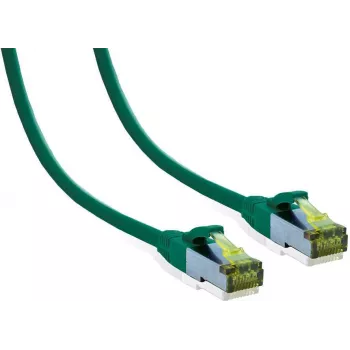IT-BUDGET Premium patchkabel Cat.6A med Cat.7-råkkabel - 600 MHz - LSZH - PoE+ - 10 Gigabit - grön - 2 m