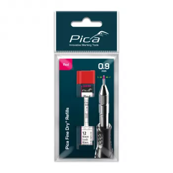 PICA-MARKER Pica Fine-Dry refills röd – 10 stift, 2,8 mm, 125 mm, blisterförpackning
