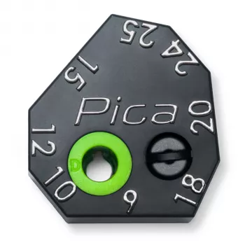 PICA-MARKER Pica Scriber Block – svart markeringshjälp i ABS-plast med pennvässare, passare, parallell- och djupmarkeringsstyrning för Pica-Dry Longlife automatpenna
