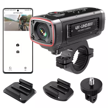 AKEEYO AKY-710S 4K motorcykel-dashcam dual-channel med GPS, Wi-Fi, IP67 vattentät - svart
