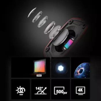 AKEEYO AKY-710S 4K motorcykel-dashcam dual-channel med GPS, Wi-Fi, IP67 vattentät - svart