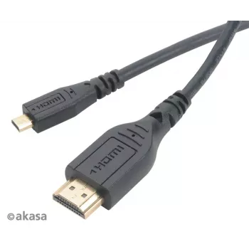 Akasa 1,5 m High Speed HDMI med Ethernet-kabel - HDMI Typ A till Micro HDMI - 4K - svart