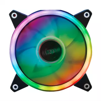 Akasa Vegas R7 120mm RGB LED-fläkt, 500-1500 U/min, 41,9 CFM, 23,8 dB(A), PWM, 4-pin RGB, ASUS Aura Sync, MSI Mystic Light Sync, Gigabyte Fusion