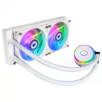 Cooler Master MasterLiquid PL240 FLUX vit CPU-vätskekylare, 240mm radiator, 2x 120mm fläktar, ARGB, LGA1700/AM5