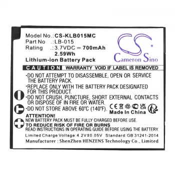 Cameron Sino CS-KLB015MC ersättningsbatteri för Kodak LB-015, WPZ2, 3,7V 750mAh Li-Ion