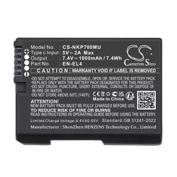 CAMERON SINO batteri typ EN-EL4 A E för Nikon D2H D2Hs D2X D2Xs D3 D3S D3X F6 med USB-C anslutning / CS-NKP700MU