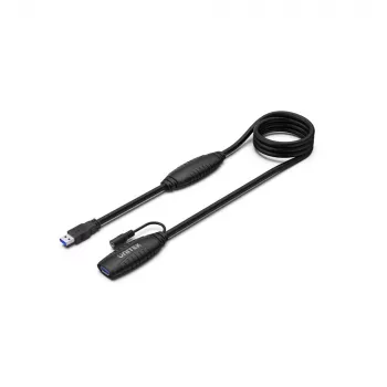 UNITEK USB 3.1 aktiv förlängningskabel 15 m, signalförstärkare, svart