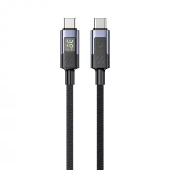 UNITEK USB-C PD 60W 480Mbps-kabel med display 2 m flätad svart