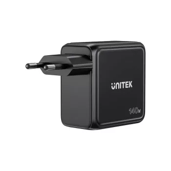 UNITEK GaN-laddare med display 140W 3xUSB-C 1xUSB-A PD3.0 QC4.0 svart