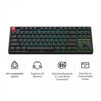 Keychron K8X-J3 80% TKL Brown Switch RGB hot-swap svart