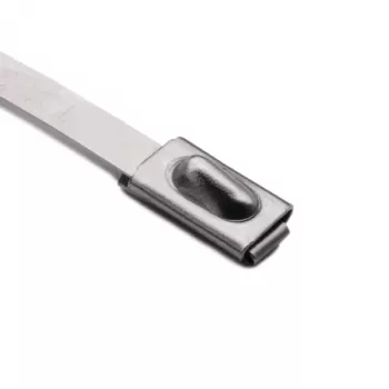 HellermannTyton 111-93088 buntband i rostfritt stål med PA11-beläggning, 201 mm längd, 4,6 mm bredd, 0,3 mm tjocklek, 50 mm buntdiameter, metallisk/silver, 100-pack