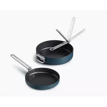 Joseph Joseph Space Fold Handle keramisk non-stick 2-delat blått stekpannsset