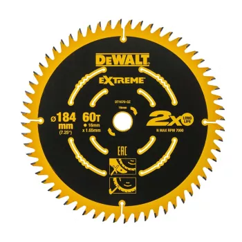 DEWALT DT1670 184mm 60T cirkelsågblad för finsnitt