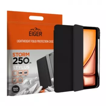 Eiger foliofodral svart magnetiskt stöd förstärkt med pennhållare för Apple iPad Air 13 (2024-2025)/Pro 12.9 (2018-2023)