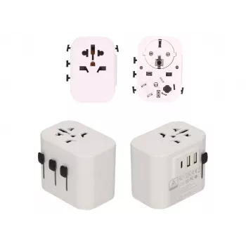 2-Power nätadapter - 15 watt - 3 A - 3 utgångsportar (2 x USB, 24 pin USB-C)