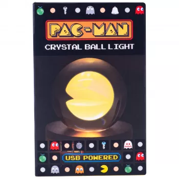 FIZZ CREATIONS Pac-Man Kristallkula LED-lampa USB Retro Dekoration 8cm
