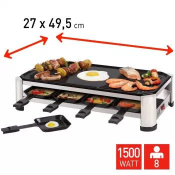FRITEL RG 2170 Raclettegrill Rostfritt stål Krom/svart 1200 W 8 personer