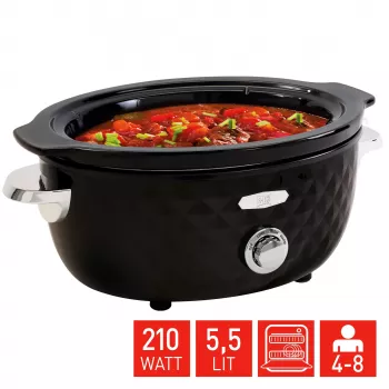 FRITEL Family Slow Cooker 5,5 liter 210W svart/krom