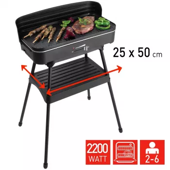 FRITEL Starter BBQ 2246 elgrill med stativ, 2200 W, svart