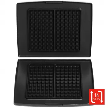 FRITEL Family våffelplattor set (2 plattor) för våffeljärn 1300-serien – gjuten aluminium med nonstick, diskmaskinssäker, svart/grå