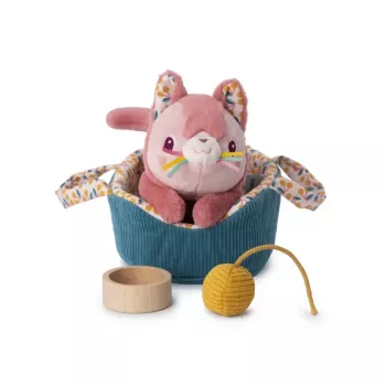 Lilliputiens Jeanne the Cat mjukisleksaksset med korg och tillbehör, 12m+