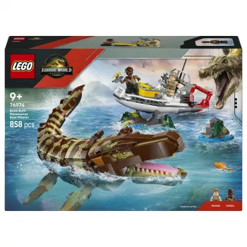LEGO Jurassic World 76974 Uppdrag på båten och Mosasaurus-modell