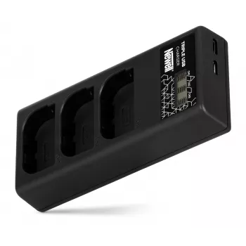 Newell CD-USB-C trekanalig laddare för Canon LP-E6-batterier