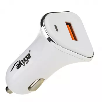 Akyga AK-CH-07 billaddare 12/24V 18W USB-A Quick Charge 3.0 5-12V / 1,5-3A vit