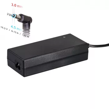 Akyga AK-ND-45 bärbar nätadapter för HP, 120 W, 19,5 V / 6,15 A, 4,5 x 3,0 mm med pin