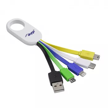 Akyga AK-AD-51 5-i-1 USB-laddkabel nyckelring, USB-A till USB-C / Micro-USB / Mini-USB / Lightning