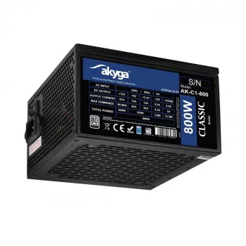Akyga Classic AK-C1-800 ATX-nätaggregat 800 W, 80 PLUS, aktiv PFC, 120 mm fläkt