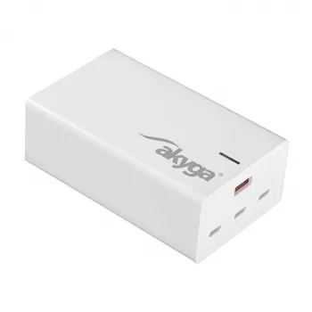 Akyga AK-CH-25 GaN bords-USB-laddare 140 W, 3 x USB-C PD + USB-A, vit