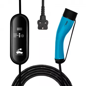 Akyga AK-EC-20 mobil EV-laddare, typ 2, UK-kontakt (BS 1363), enfas, 13 A, 3 kW, LCD, 5 m